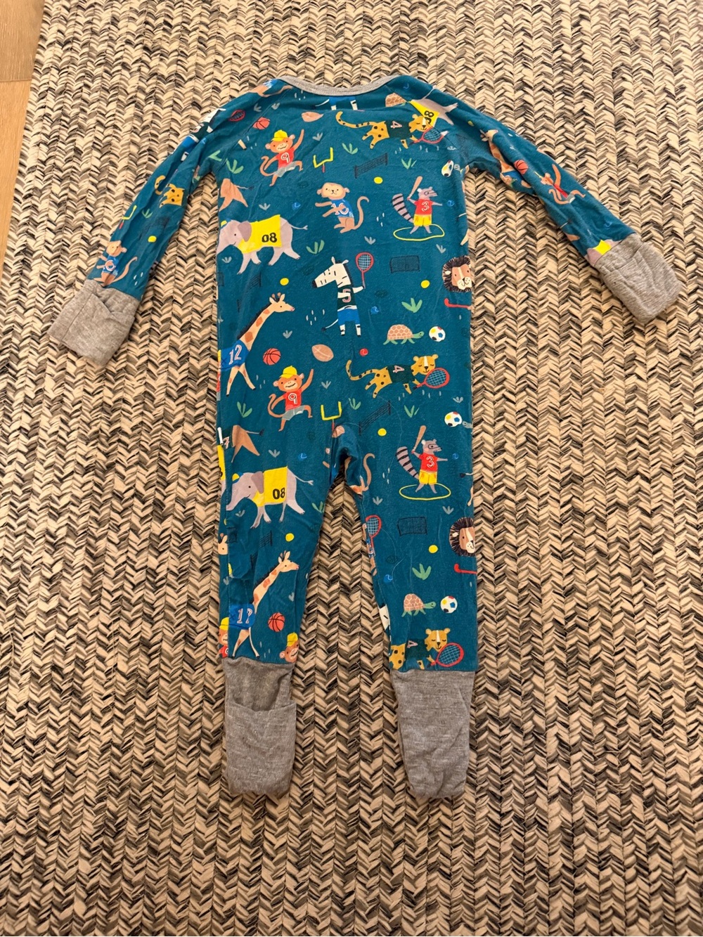 Little Sleepies Teal Animal Print One-Piece Footie - Picture 2 of 4